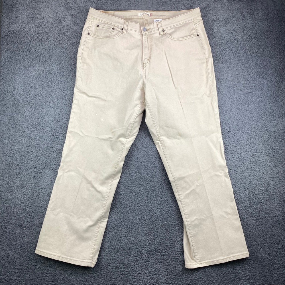 Levi's 550 Relaxed Boot Cut Khaki Tan Beige Cotton Blend Jeans Women Size 20M